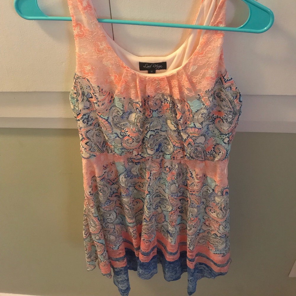 summer coral and blue dress